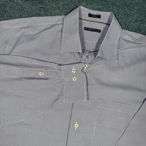Peter Millar White Purple Check Button Down Dress Shirt 2XL XXL 100% Cotton